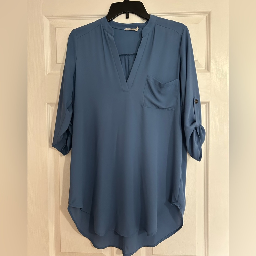Lush Blue V-Neck Tunic